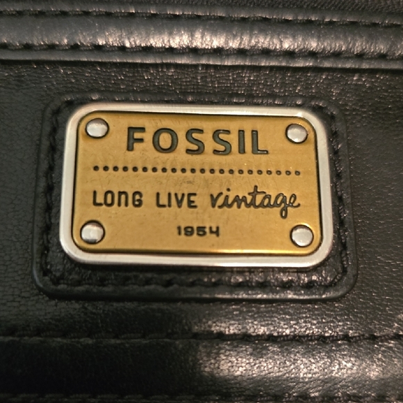 Fossil Black Leather Long Live Vintage Clutch Wallet‎ Organizer - Picture 8 of 10